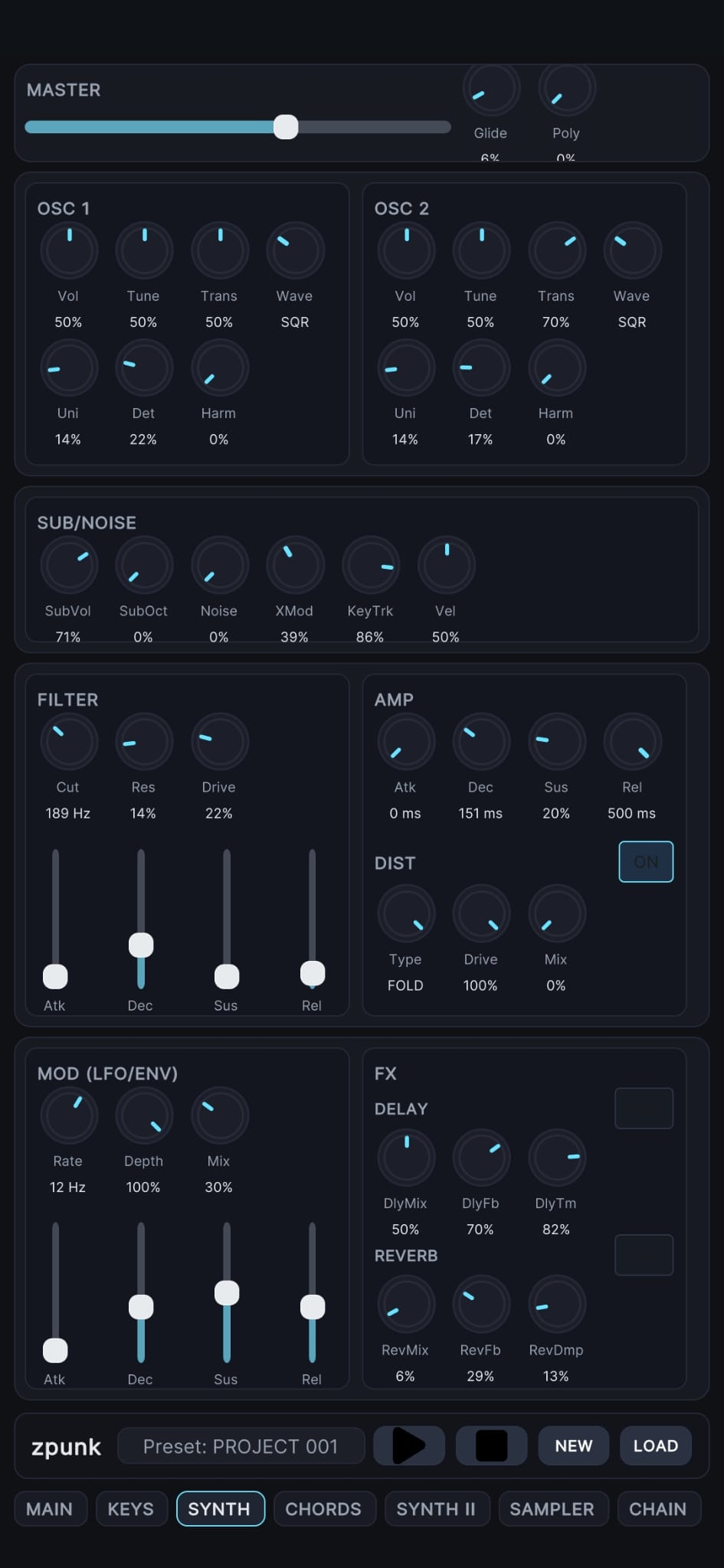 zpunk synth panel screenshot